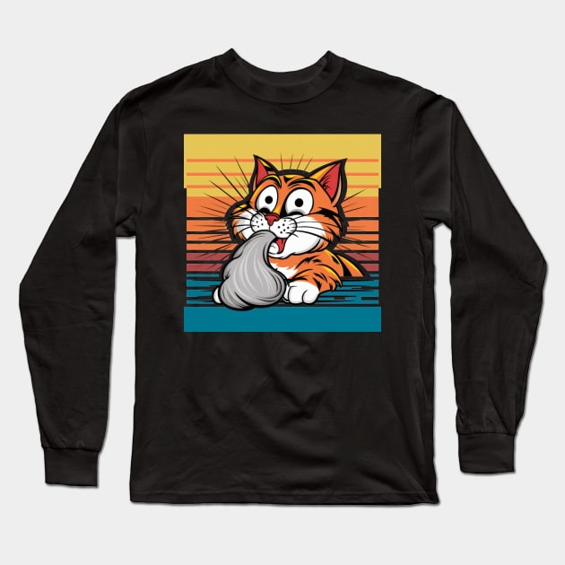 Cat coughing Long Sleeve T-Shirt by SimpliPrinter